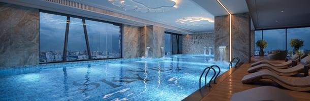 Skyven infinity pool and gourmet kitchen amenities